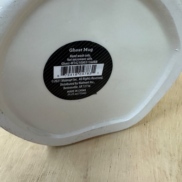 Ghost-Shaped Ceramic Mug 12.3 Oz White With Black Features By Walmart - Picture 4 of 4